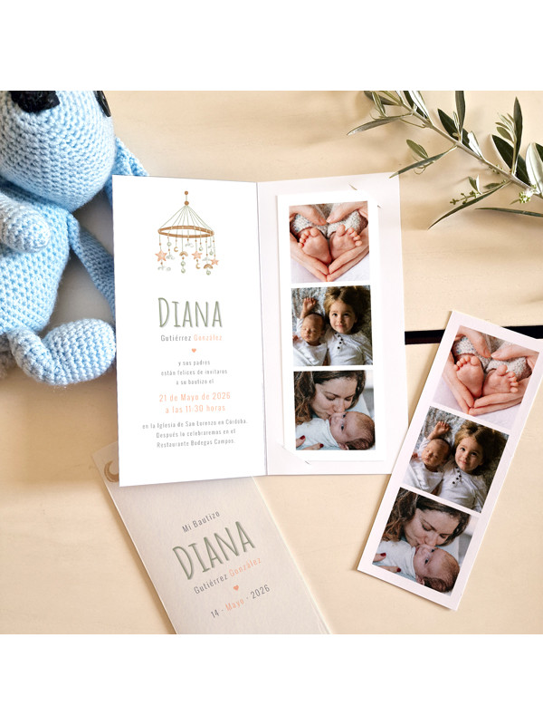 Invitación Díptico Photocall Bautizo...