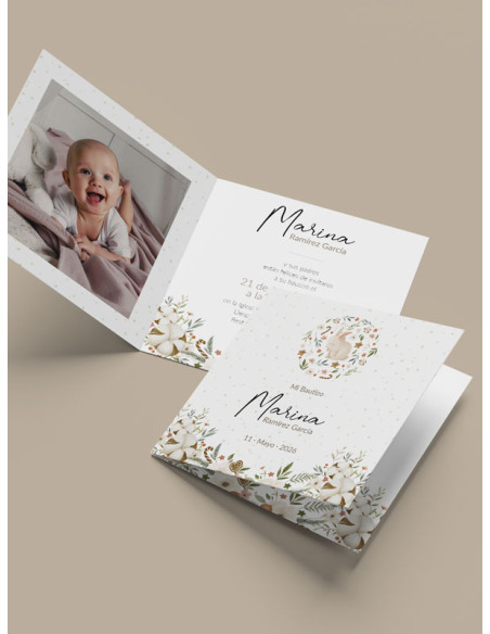 Invitación bautizo díptico Conejito