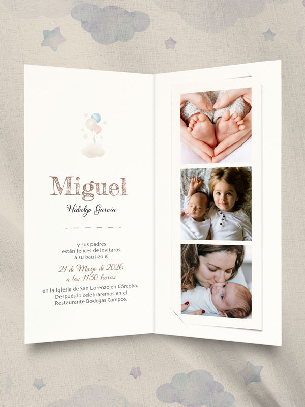 Invitación Bautizo fotos baratos recordatorio niño niña