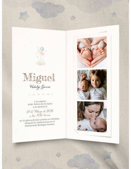 Invitación Bautizo fotos baratos recordatorio niño niña