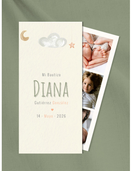 Invitación recordatorio bautizo fotos barata niño niña