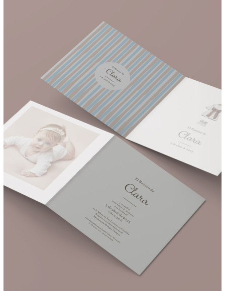 Invitación bautizo díptico niña