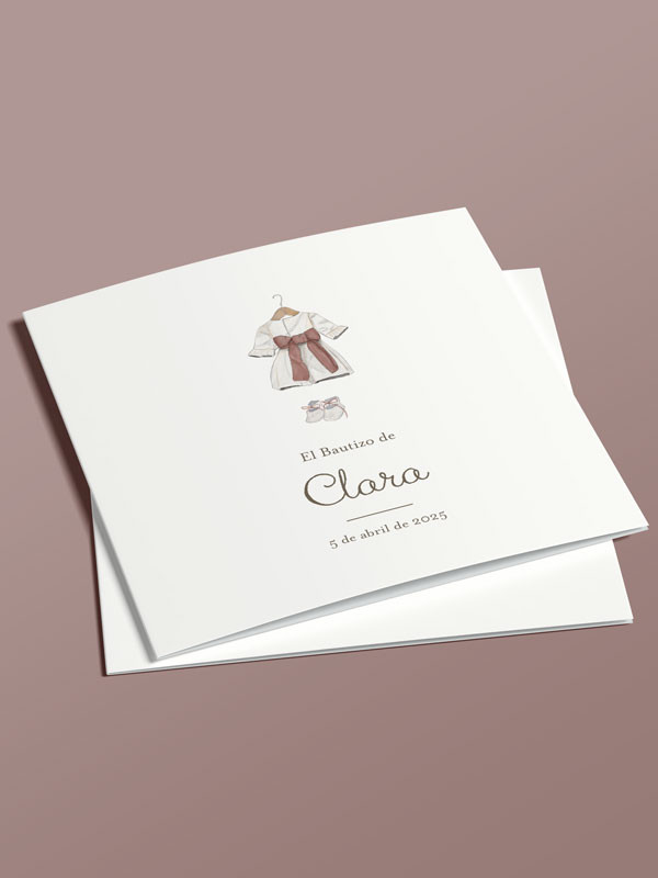 Invitación bautizo díptico niña