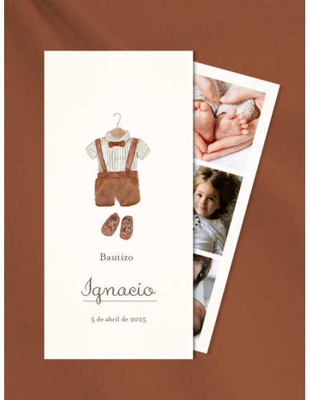 Recordatorio invitación celebración bautizo niño barato