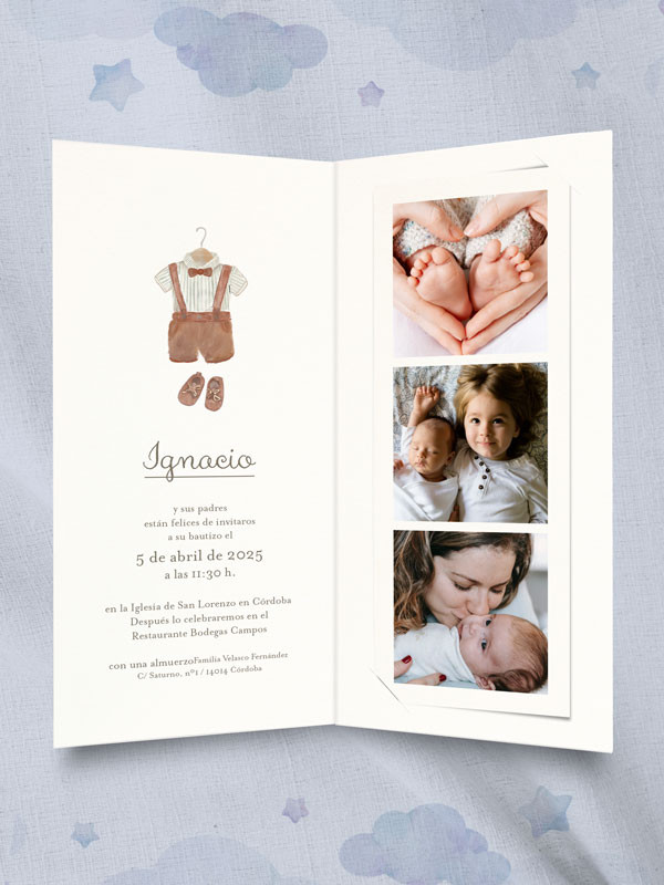 Invitación diptico photocall bautizo...