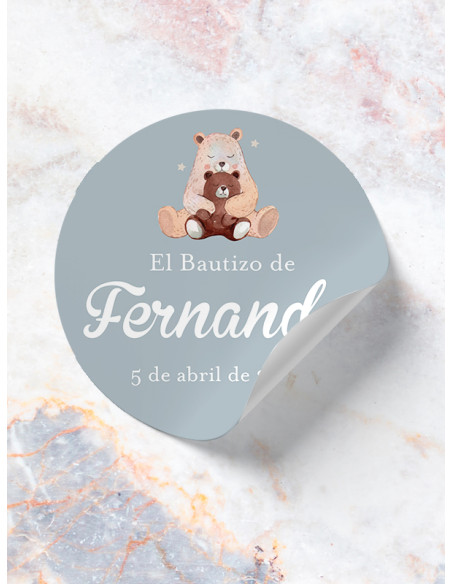 Pegatinas bautizo Osito