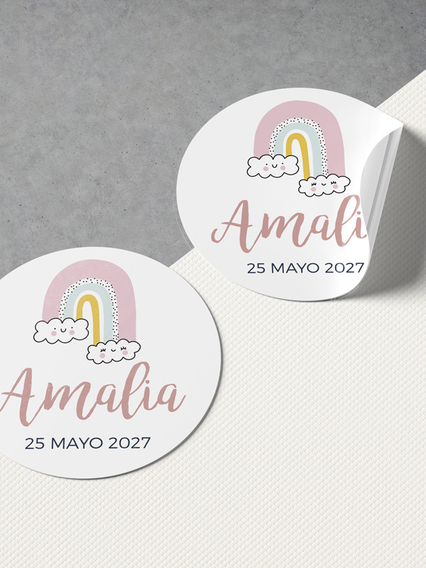 Pegatinas bautizo Happy