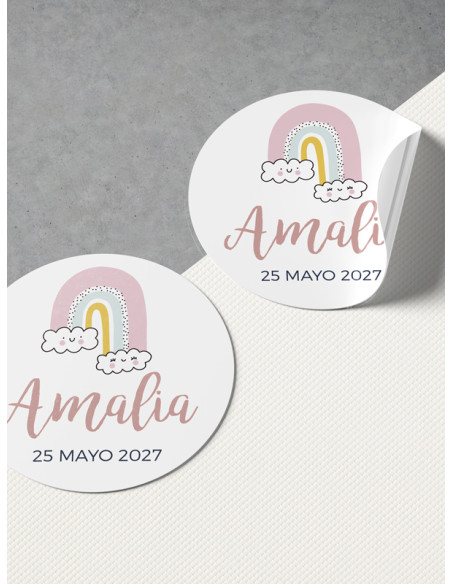 Pegatinas bautizo Happy