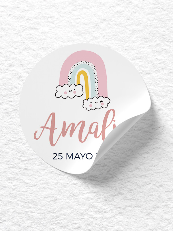 Pegatinas bautizo Happy