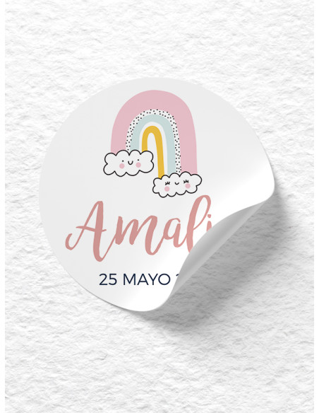 Pegatinas bautizo Happy