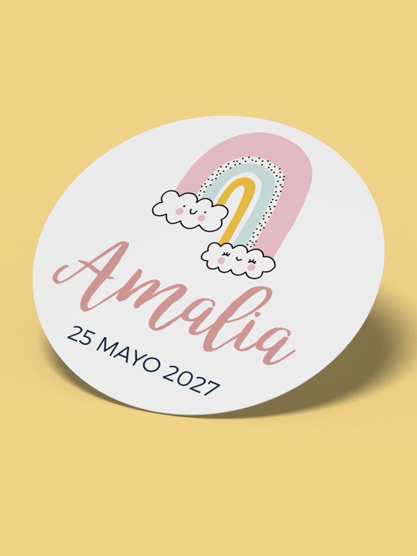 Pegatinas bautizo Happy