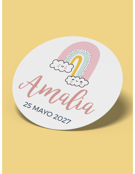 Pegatinas bautizo Happy