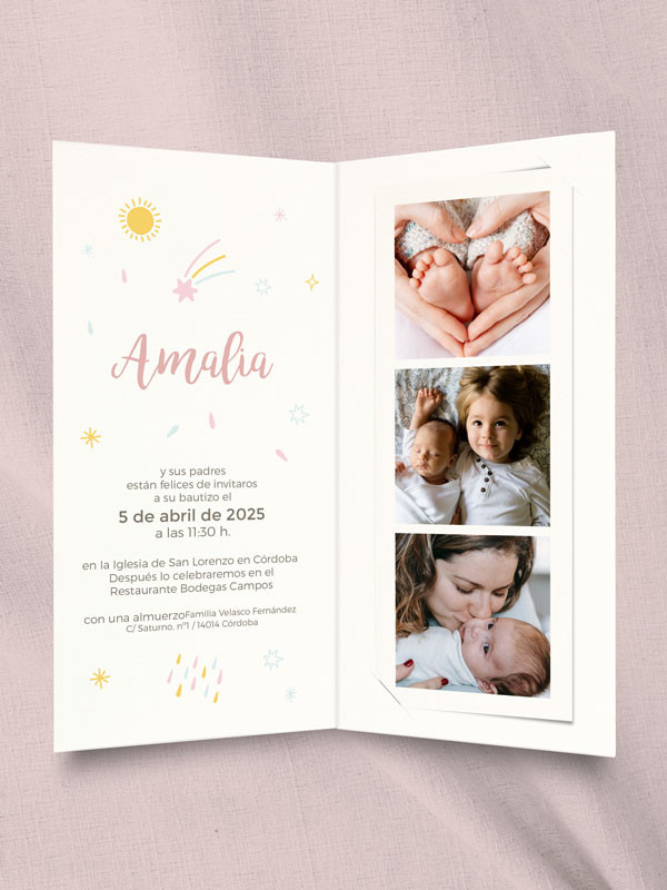 Invitación Díptico Photocall Bautizo...