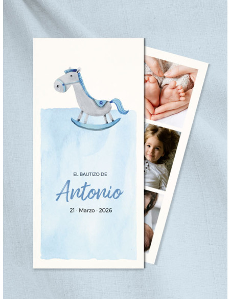 Invitación Díptico Photocall Bautizo Caballito