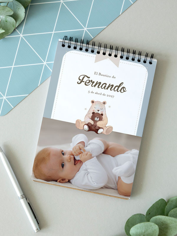 Bloc de Notas Regalo Bautizo Osito