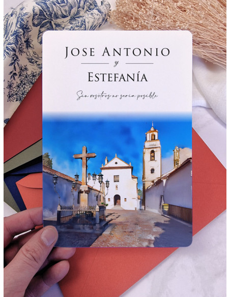 Invitación boda papel Plaza de capuchinos de cordoba diseño exclusivo