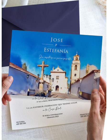 Invitación boda papel Plaza de capuchinos de cordoba