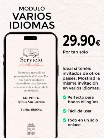 Modulo multilenguaje invitacion digital