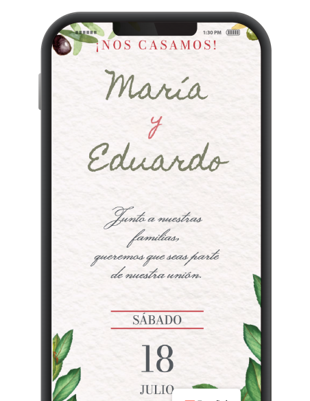 Invitación boda digital original gratis