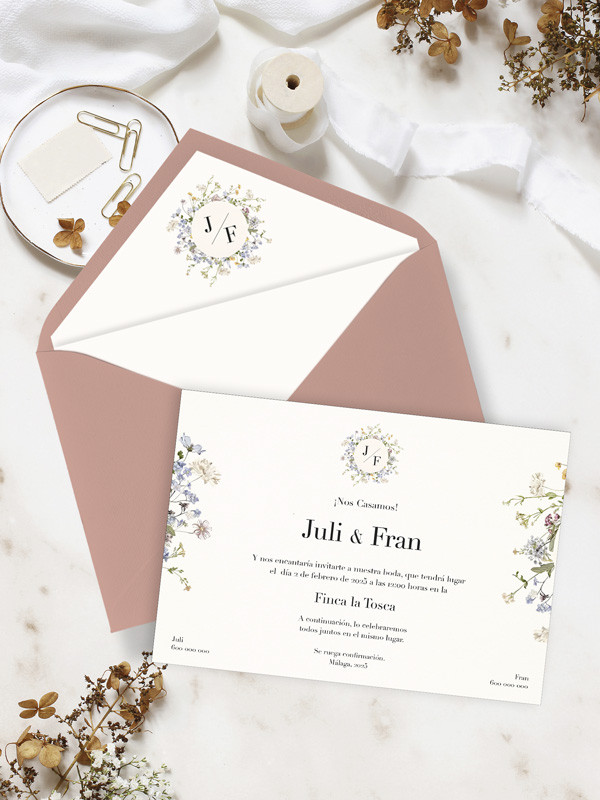 Invitacion de boda color spring  barata