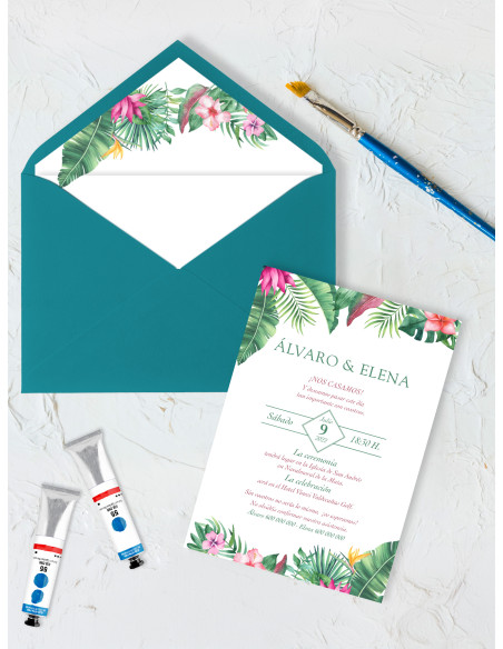 Invitaciones Boda con sobres especiales Tropical