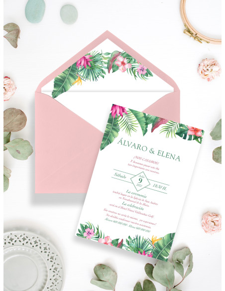 Invitaciones Boda con sobres especiales Tropical