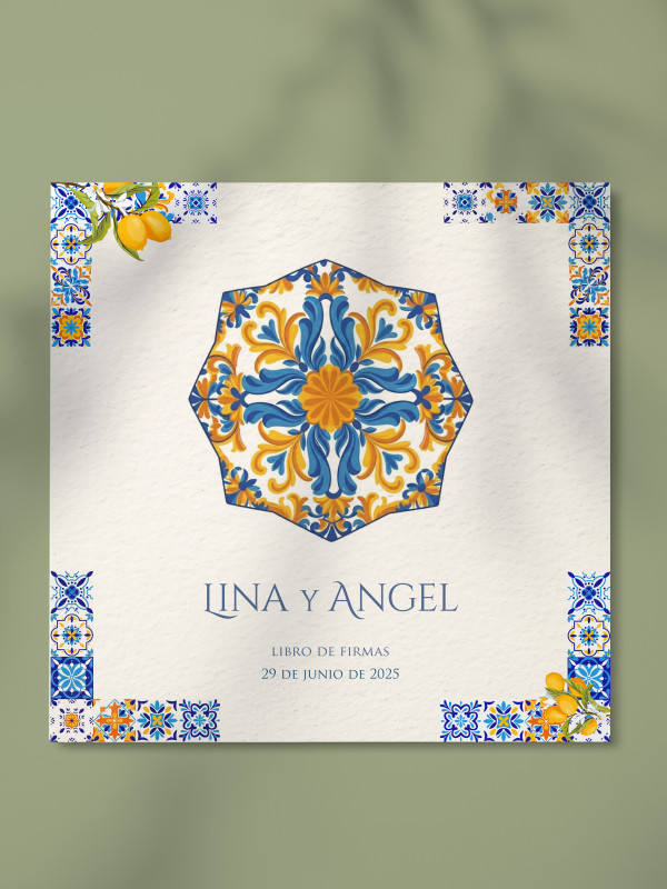 Libro firmas boda Azulejo Limones