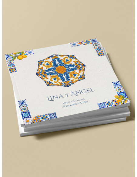 Libro firmas boda Azulejo Limones