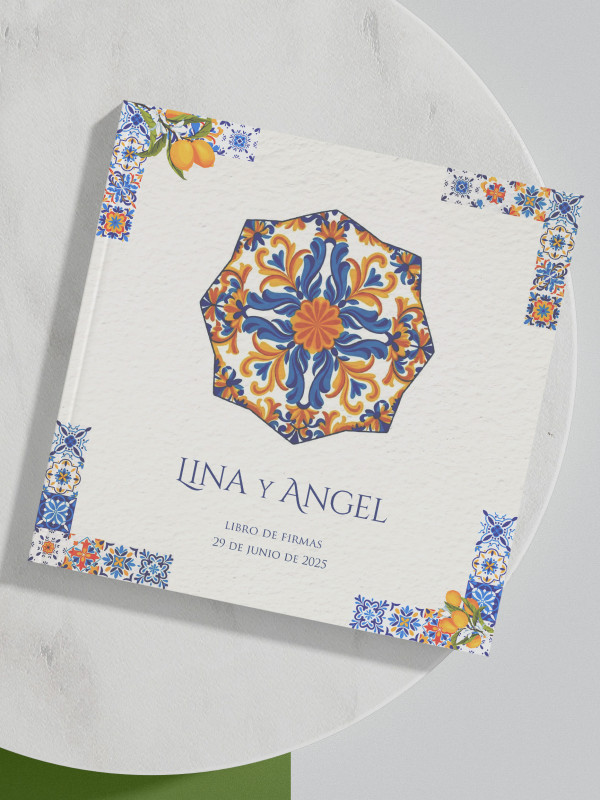 Libro firmas boda Azulejo Limones