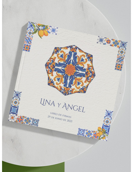Libro firmas boda Azulejo Limones