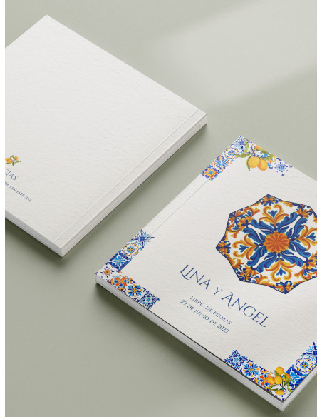 Libro firmas boda Azulejo Limones