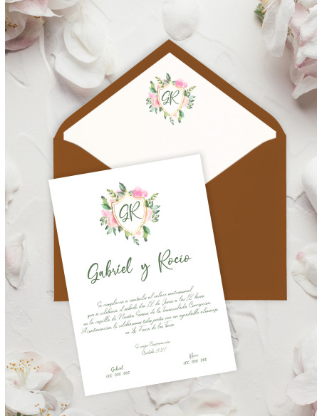 Invitaciones Boda con sobres especiales Escudo Floral