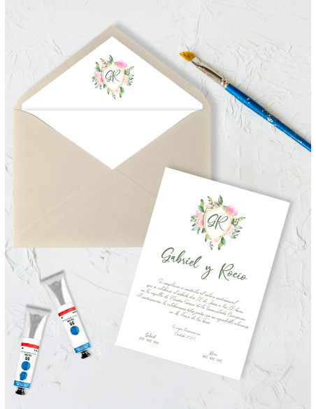 Invitaciones Boda con sobres especiales Escudo Floral