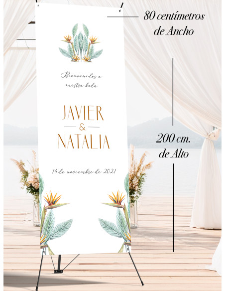 Banners de Bienvenida Bodas modelo Ave del Paraiso