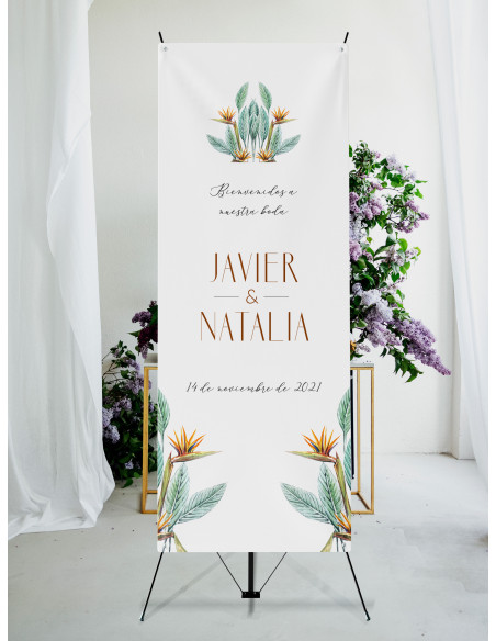 Banners de Bienvenida Bodas modelo Ave del Paraiso