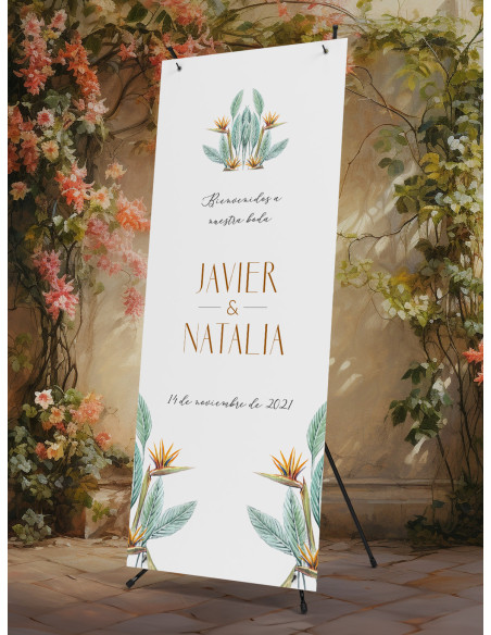 Banners de Bienvenida Bodas modelo Ave del Paraiso