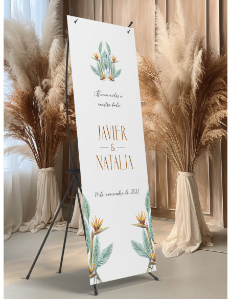 Banners de Bienvenida Bodas modelo Ave del Paraiso