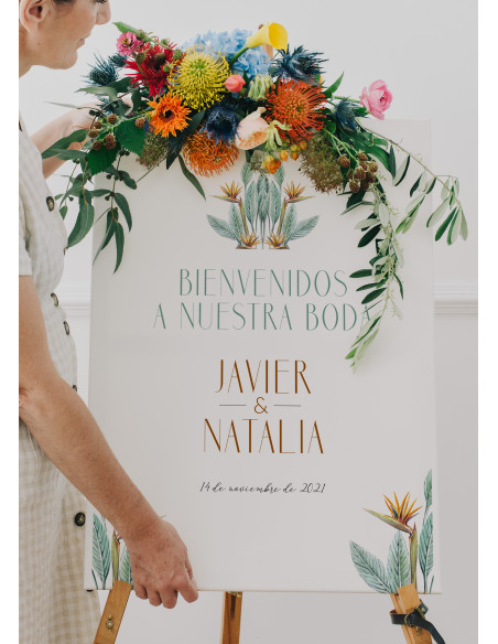 Poster boda Ave del Paraíso
