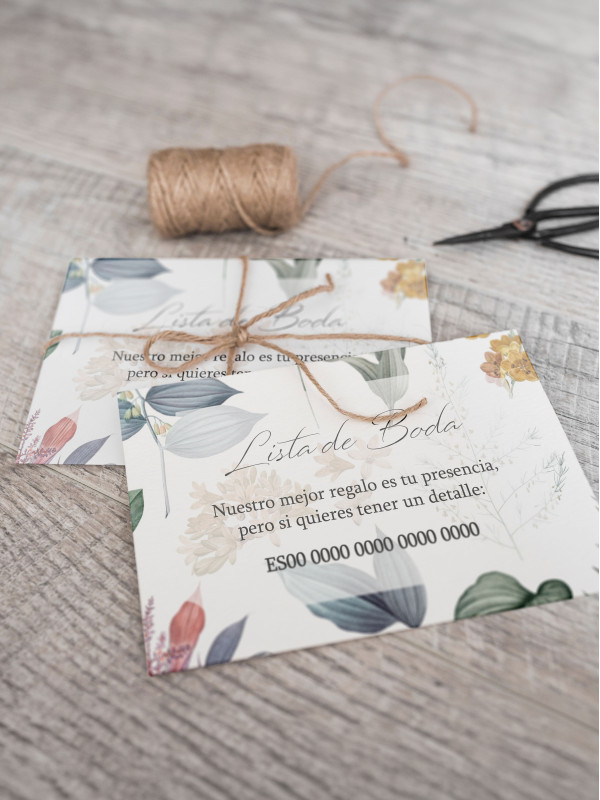 Tarjeta lista de boda Adriana