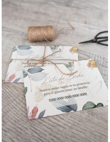 Tarjeta lista de boda Adriana