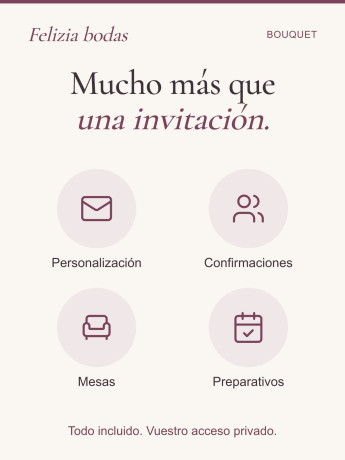 Invitación boda digital modelo Bouquet de Felizia, diseño en móvil 2