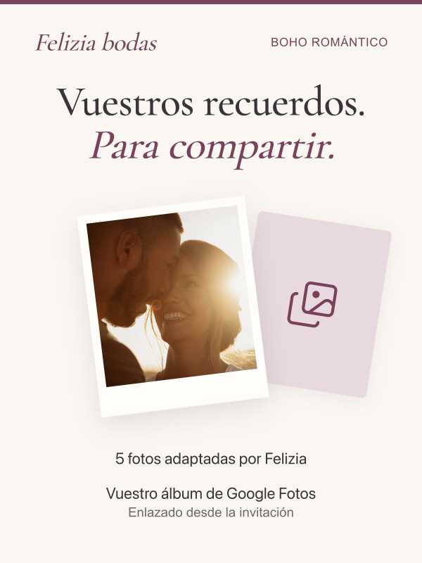Cinco fotos adaptadas por Felizia y enlace a vuestro álbum compartido de Google Fotos.