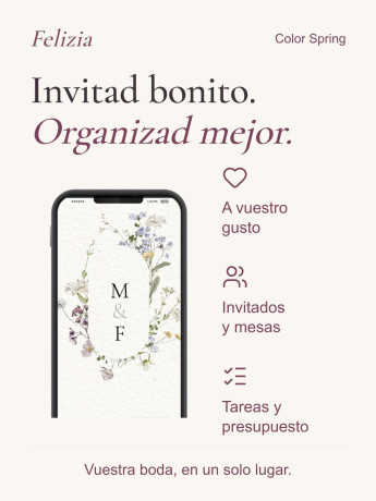 Invitación boda digital modelo Color Spring de Felizia, diseño en móvil 2