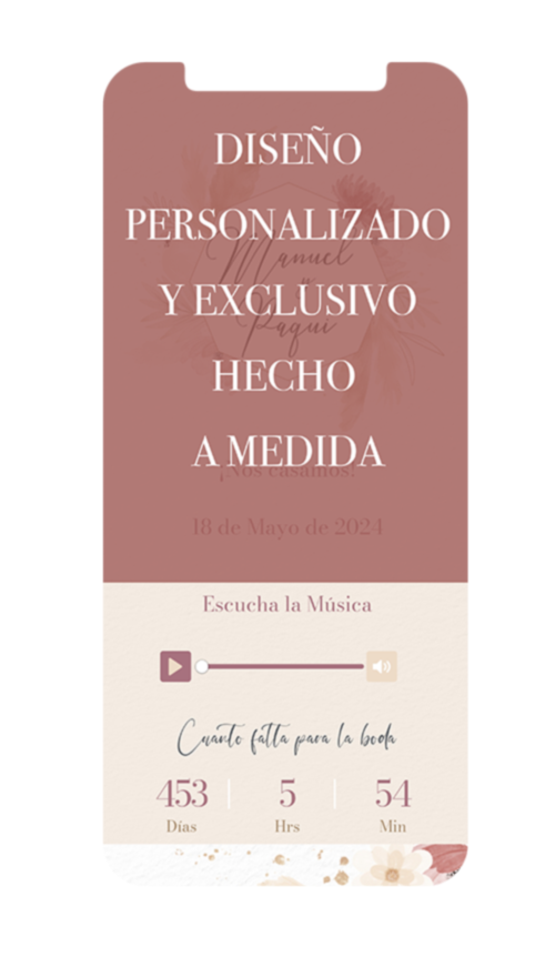 Invitacion de boda digital personalizada diseño exclusivo