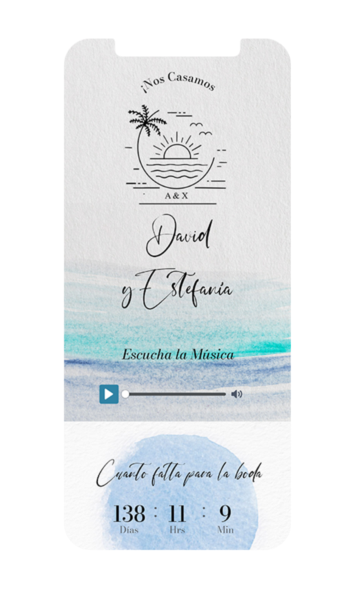 Invitación de boda digital mar playa