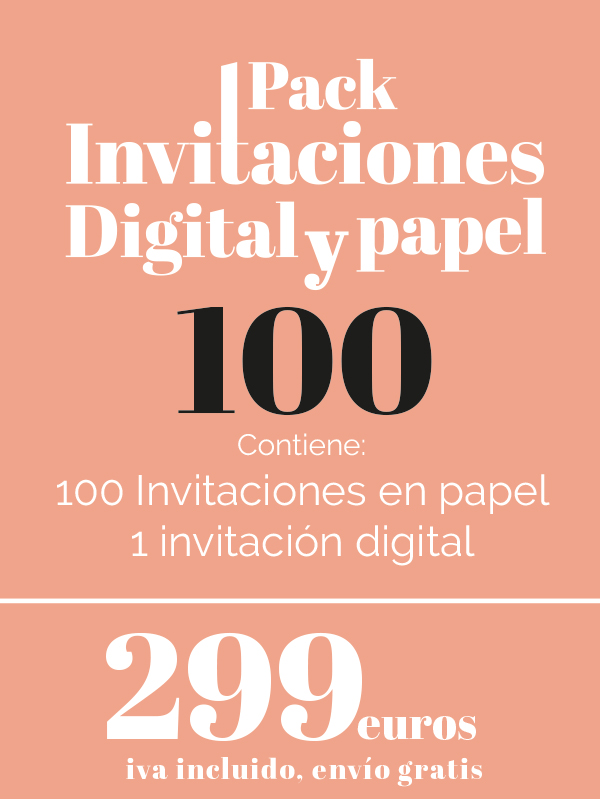 Paquete de invitaciones de boda en papel y digital 100