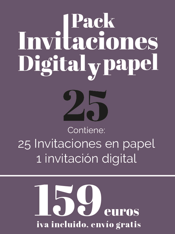 Paquete de invitaciones de boda en papel y digital 25