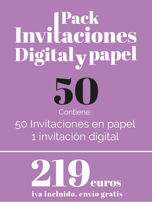 Paquete de invitaciones de boda en papel y digital 50