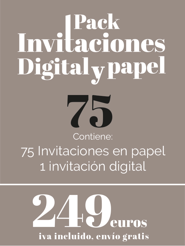 Paquete de invitaciones de boda en papel y digital 75